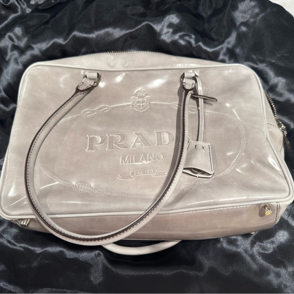 Real Prada Grey Leather Handbag Bag - Picture 1 of 9